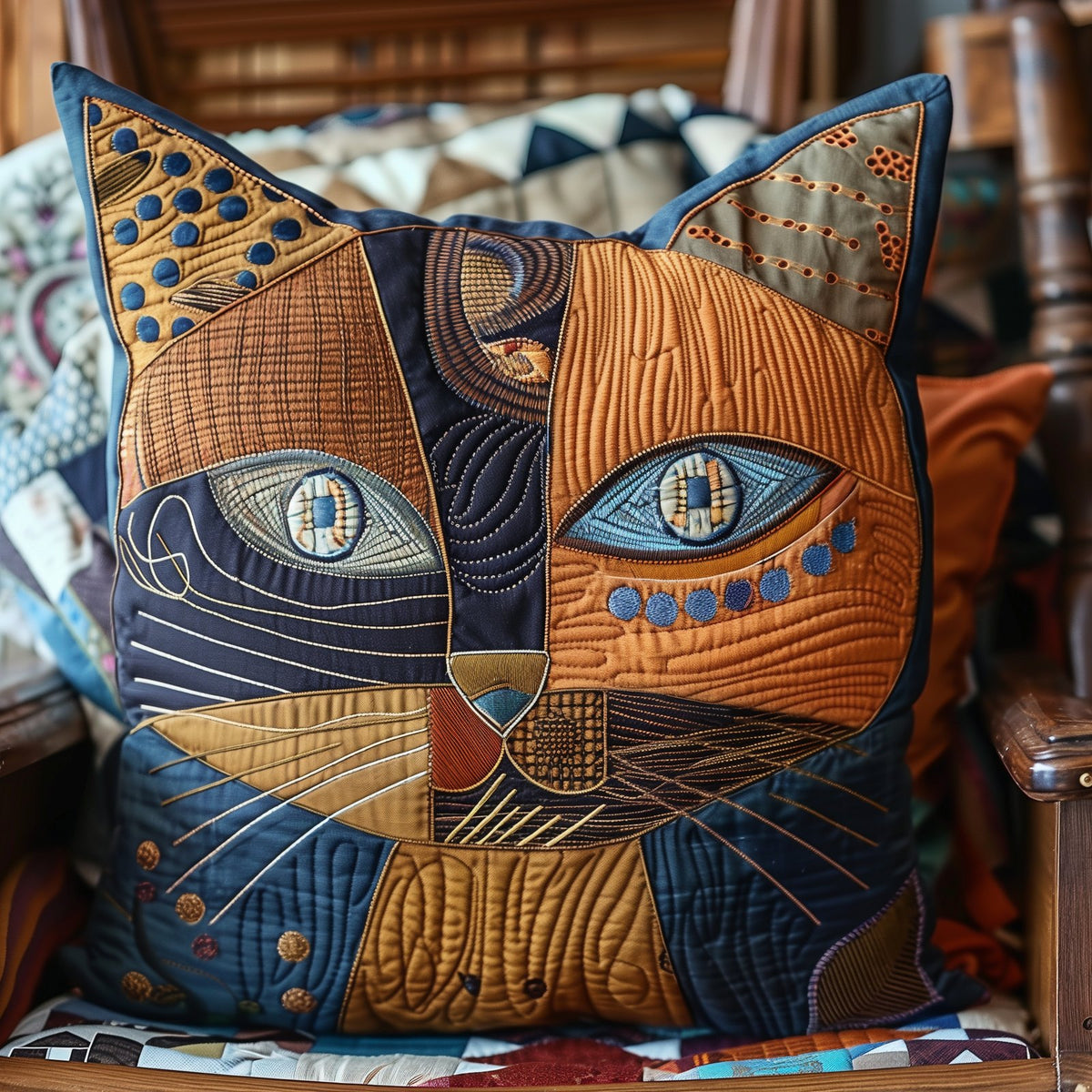 Cat Quilted Cushion Cover printed cushion cover