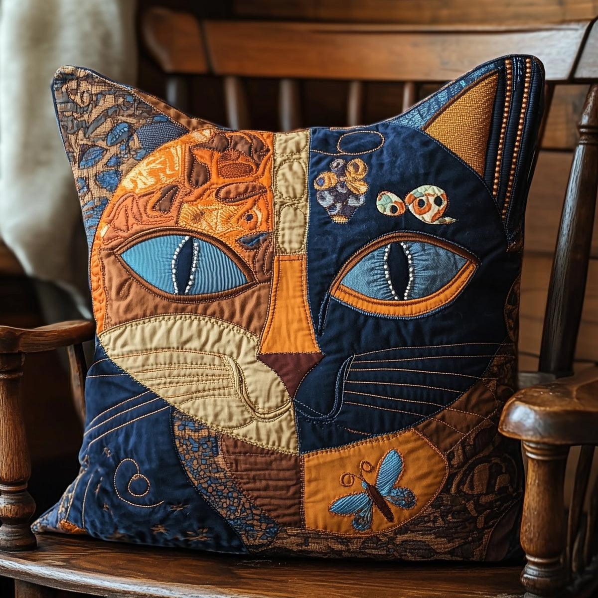 Cat Quilted Cushion Cover printed cushion cover