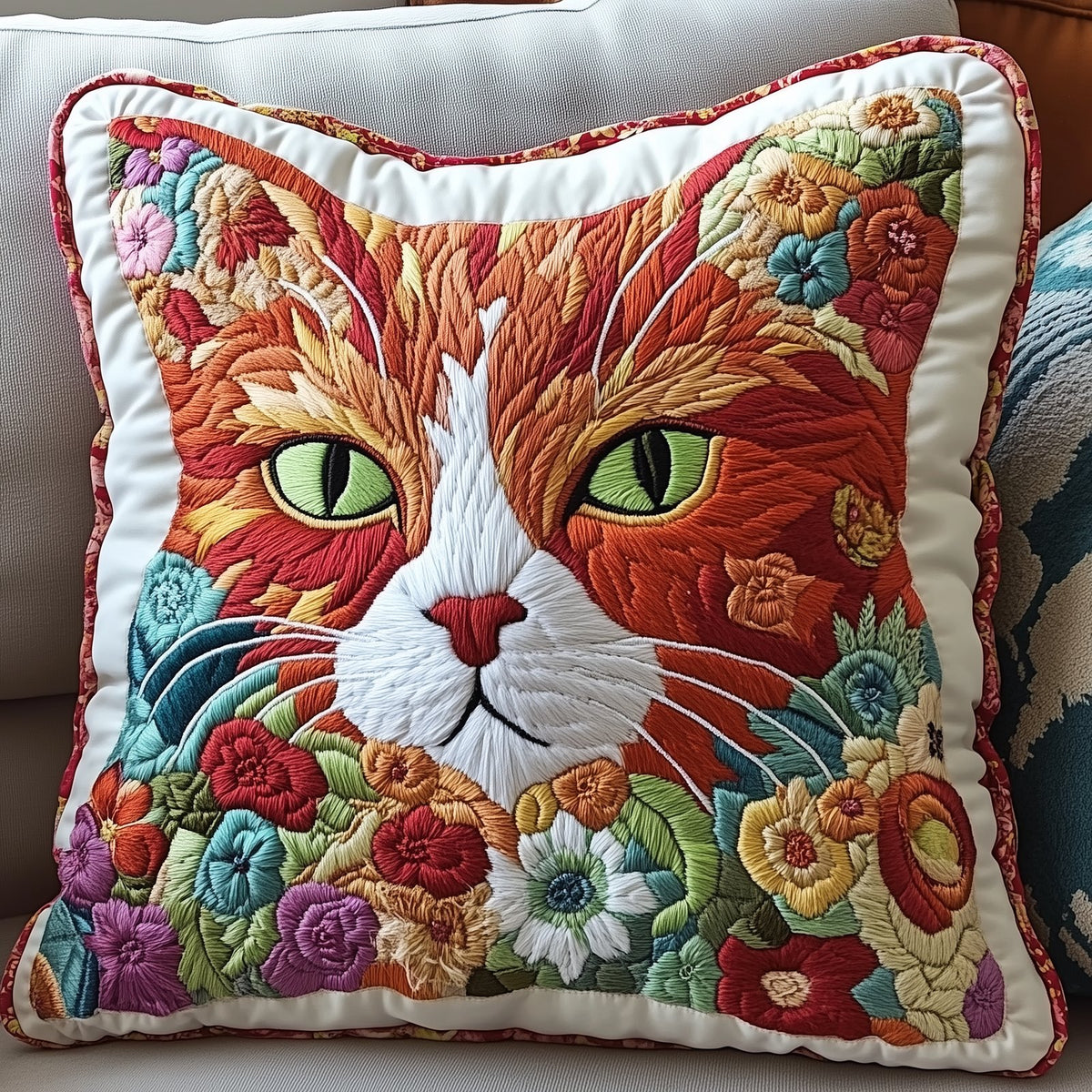 Cat Quilted Cushion Cover printed cushion cover