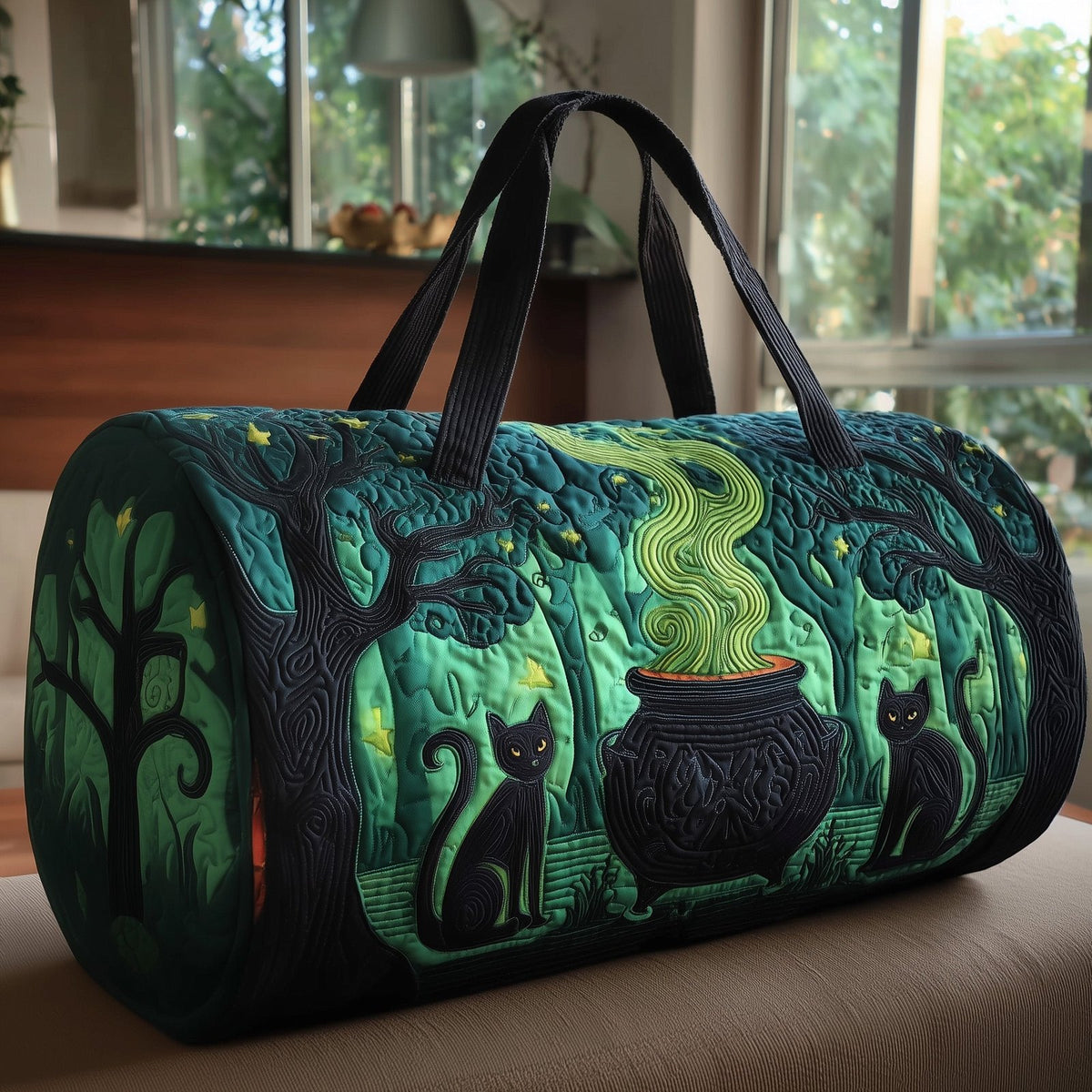 Cat Quilted Duffle Bag printed duffle bag