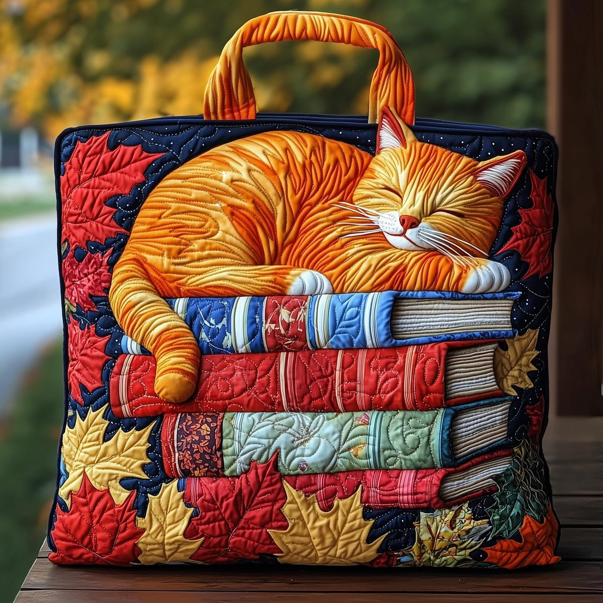 Cat Tales Quilted Tote Bag printed tote bag