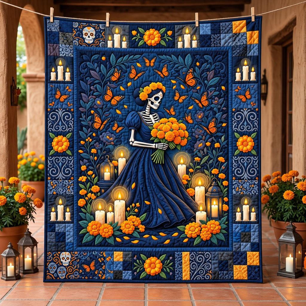 Catrina Marigold Candle Quilted Blanket printed blanket