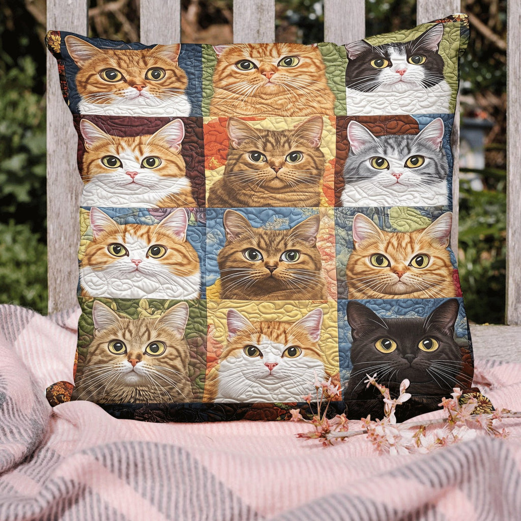 Cats in Bloom Quilted Cushion Cover printed cushion cover