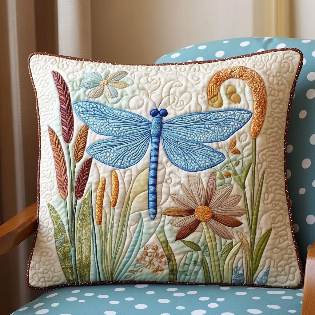 Cattail Serenity Quilted Cushion Cover printed cushion cover