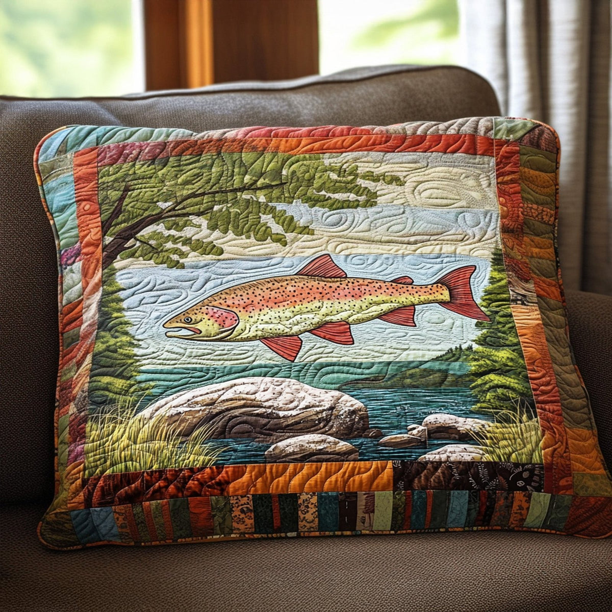 Caught in the Current Quilted Bedding Cushion Cover printed cushion cover