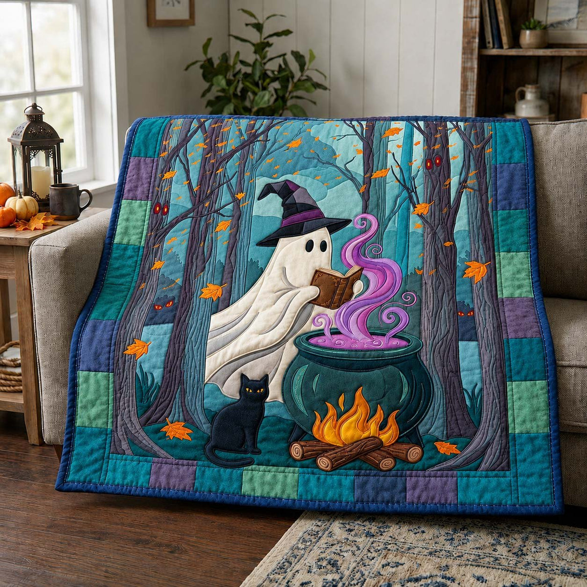 Cauldron Reading Ghost Quilted Blanket printed blanket