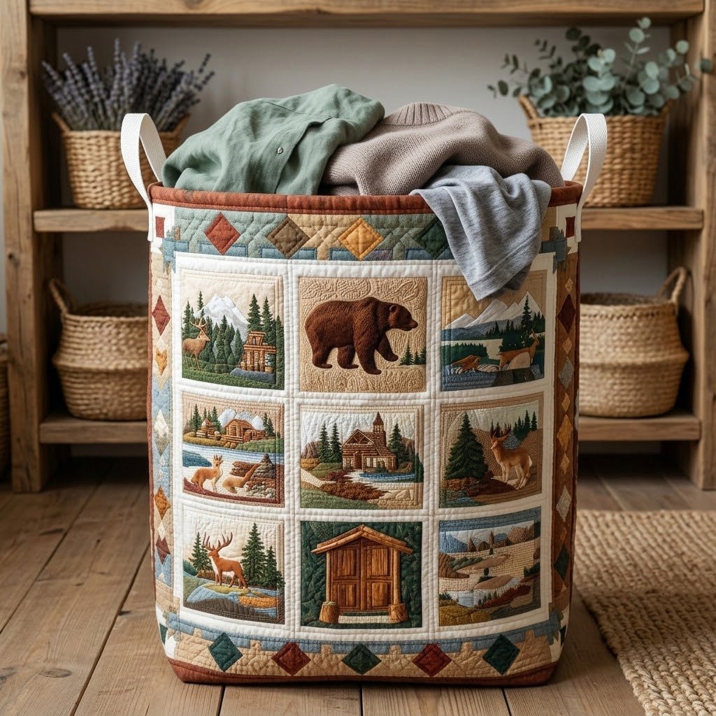 Cedar Trail Quilted Laundry Hamper printed laundry hamper