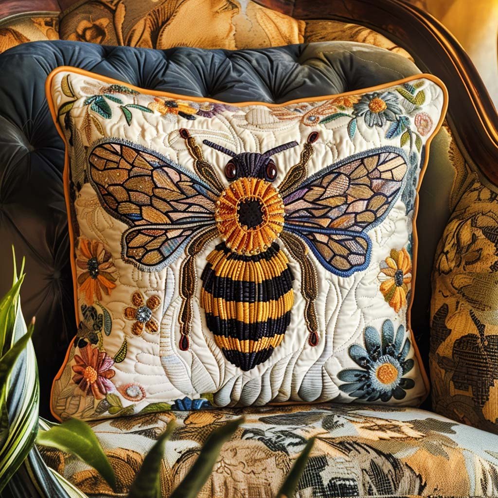 Celestial Bee Quilted Cushion Cover printed cushion cover