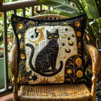 Celestial Black Cat Quilted Cushion Cover printed cushion cover