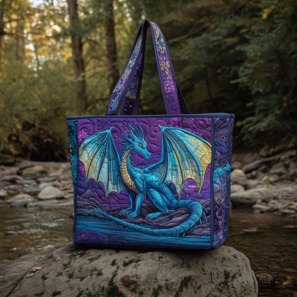 Celestial Ember Quilted Tote Bag printed tote bag