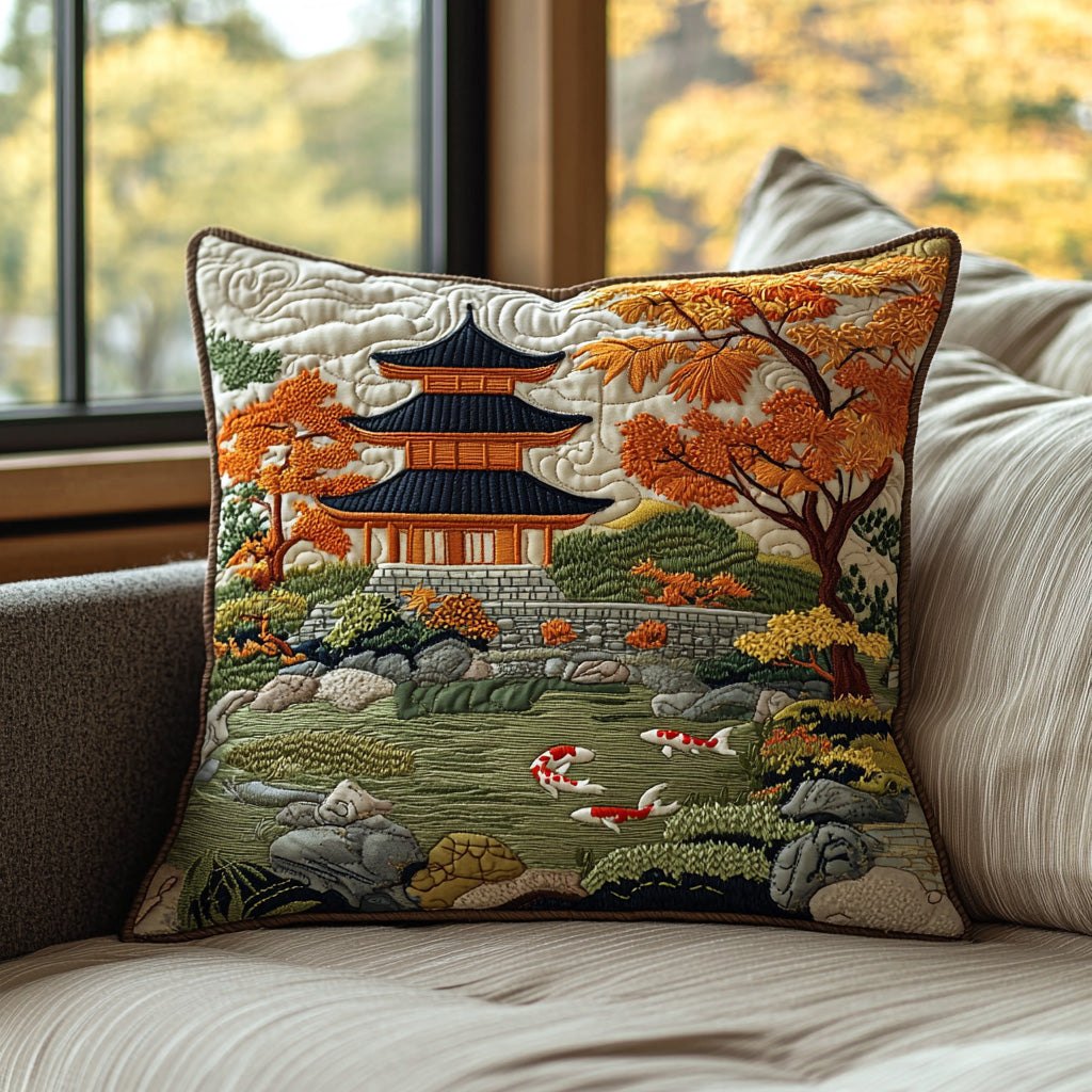 Celestial Pond Quilted Cushion Cover printed cushion cover