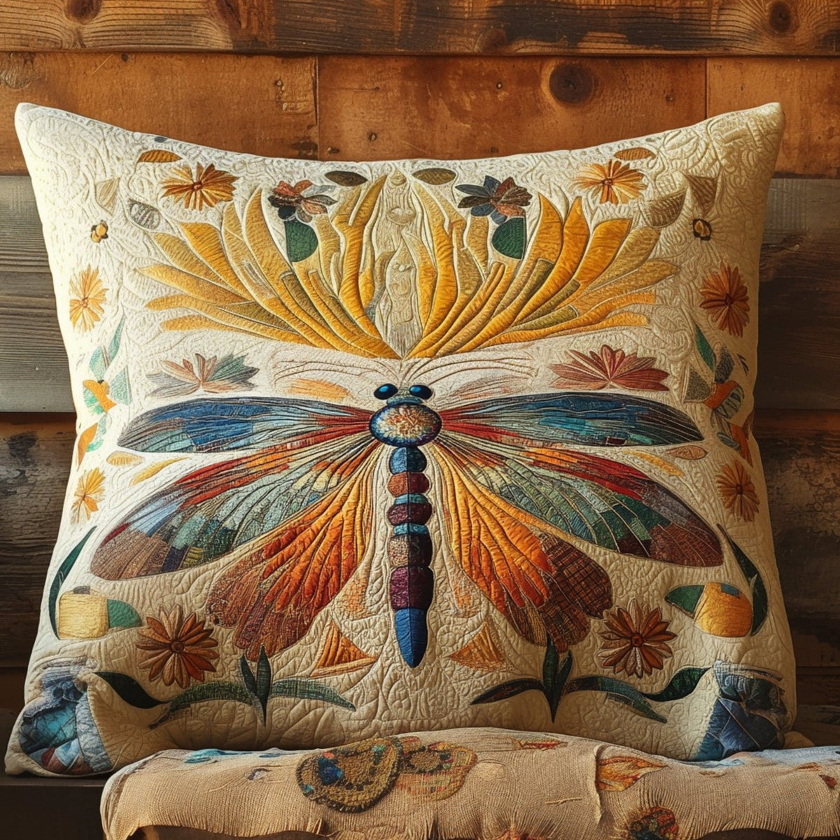 Celestial Wings Quilted Cushion Cover printed cushion cover