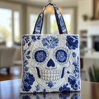 Ceramic Skull Quilted Tote Bag printed tote bag