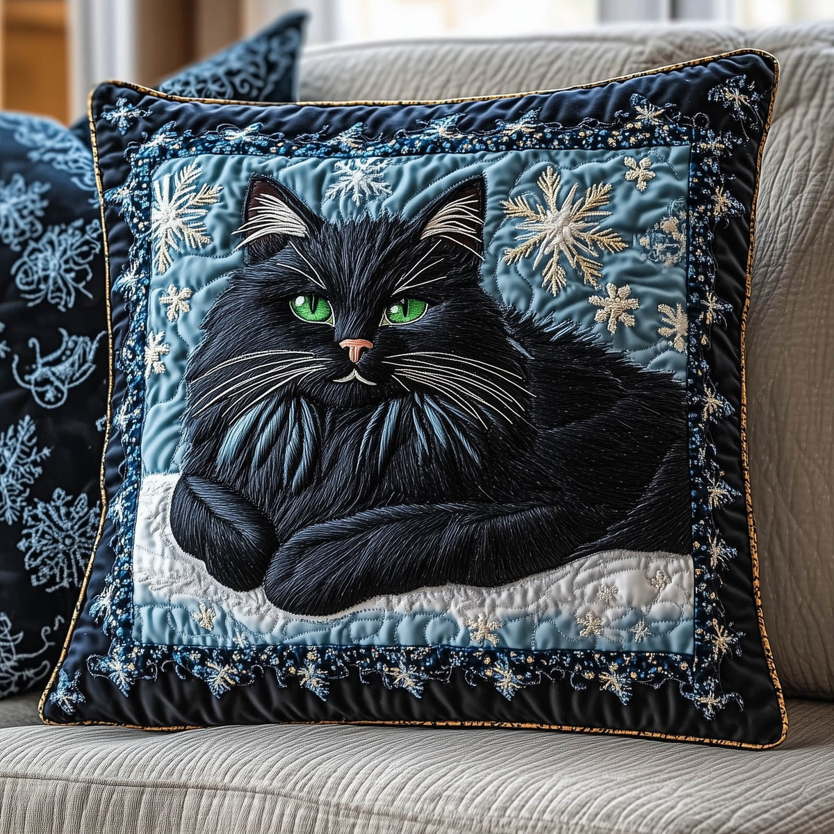 Charming Cat Quilted Cushion Cover printed cushion cover