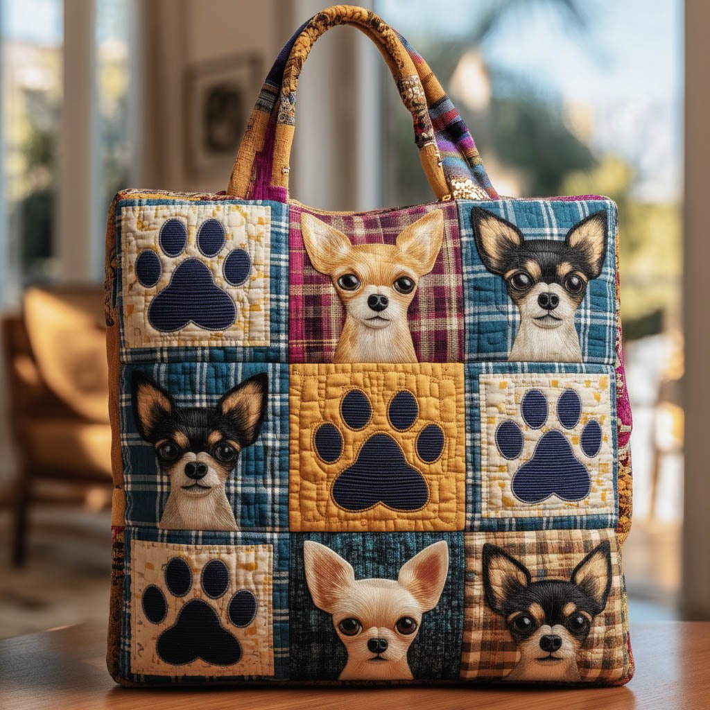 Charming Chihuahua Quilted Tote Bag printed tote bag