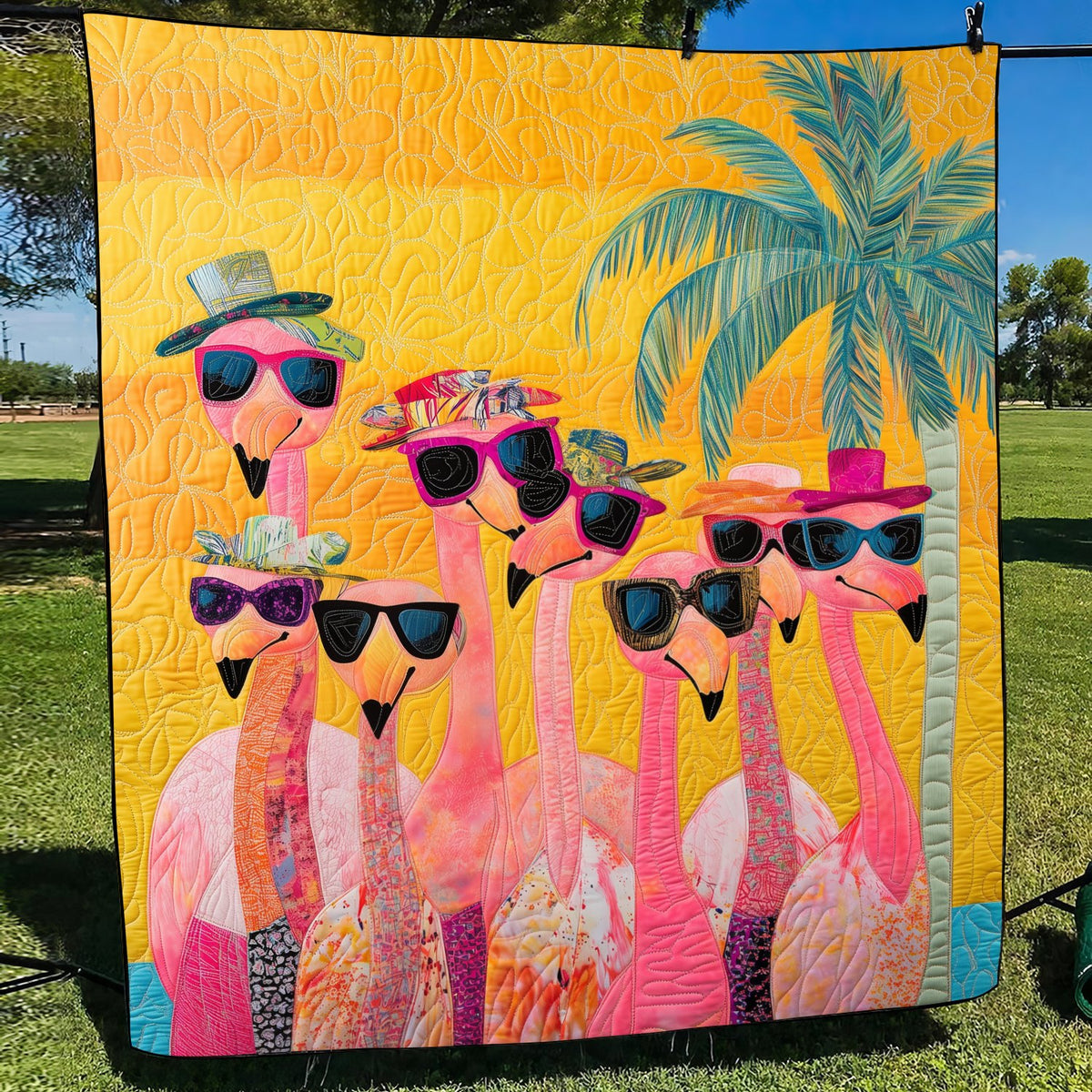 Charming Flamingo Quilted Blanket printed blanket