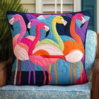 Charming Flamingo Quilted Cushion Cover printed cushion cover