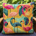 Charming Flamingo Quilted Cushion Cover printed cushion cover