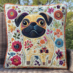 Charming Pug Quilted Cushion Cover printed cushion cover