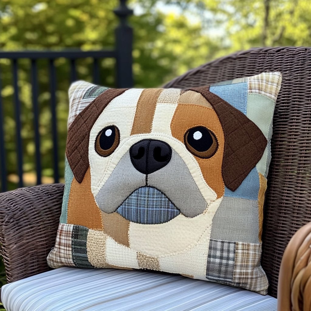 Charming Pug Quilted Cushion Cover printed cushion cover
