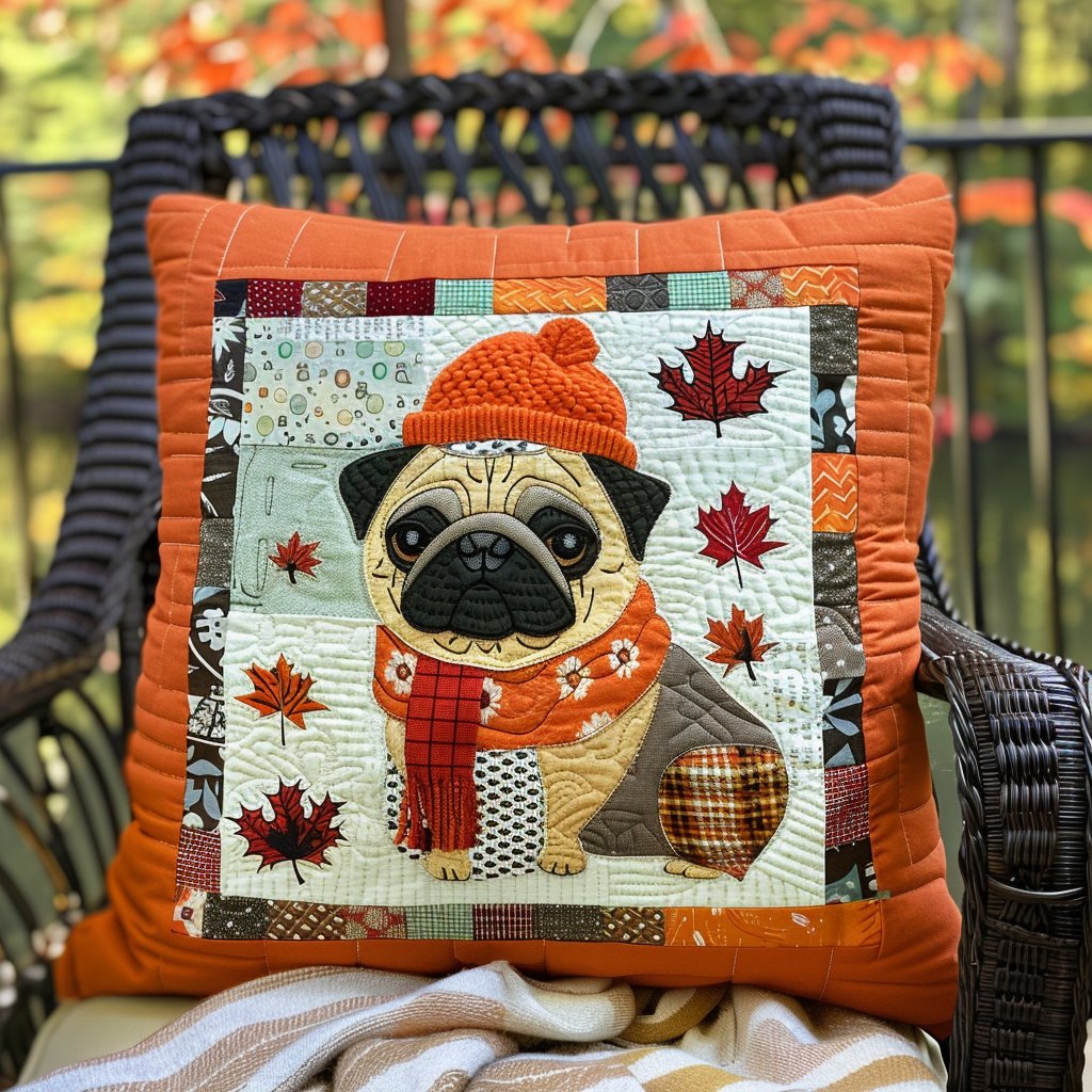 Charming Pugs Quilted Cushion Cover printed cushion cover