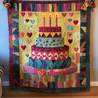 Cheerful Birthday Cake Quilted Blanket printed blanket