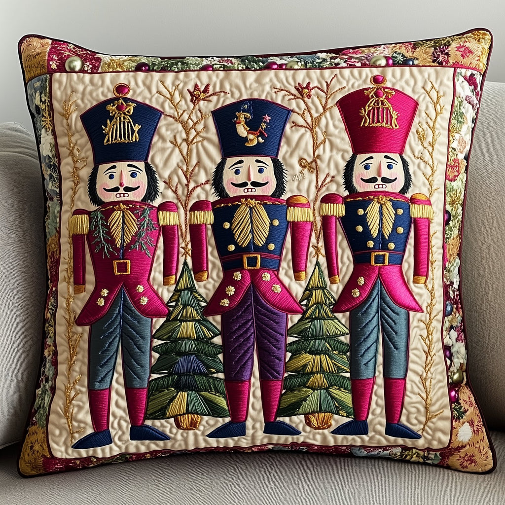 Cheerful Nutcracker Quilted Cushion Cover printed cushion cover