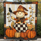 Cheerful Scarecrow Quilted Blanket printed blanket