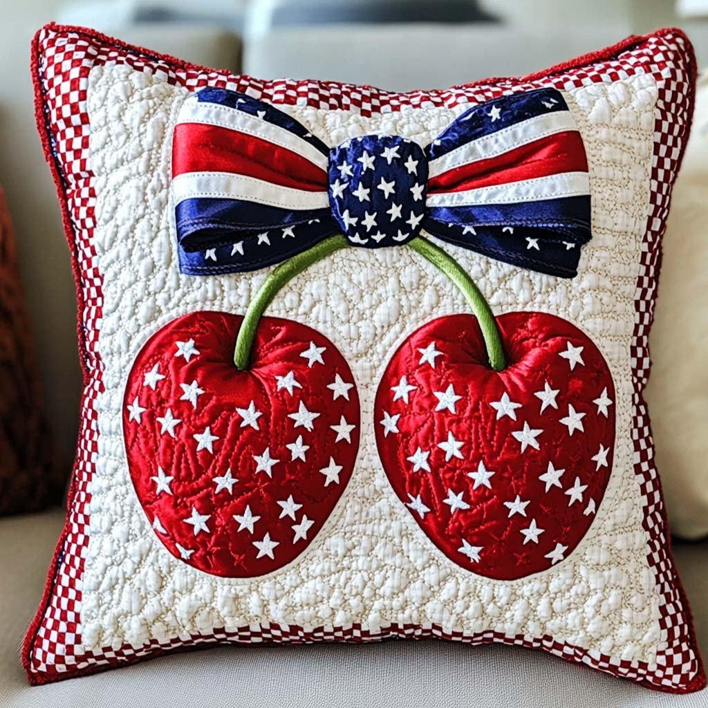 Cherry Pride Quilted Cushion Cover printed cushion cover