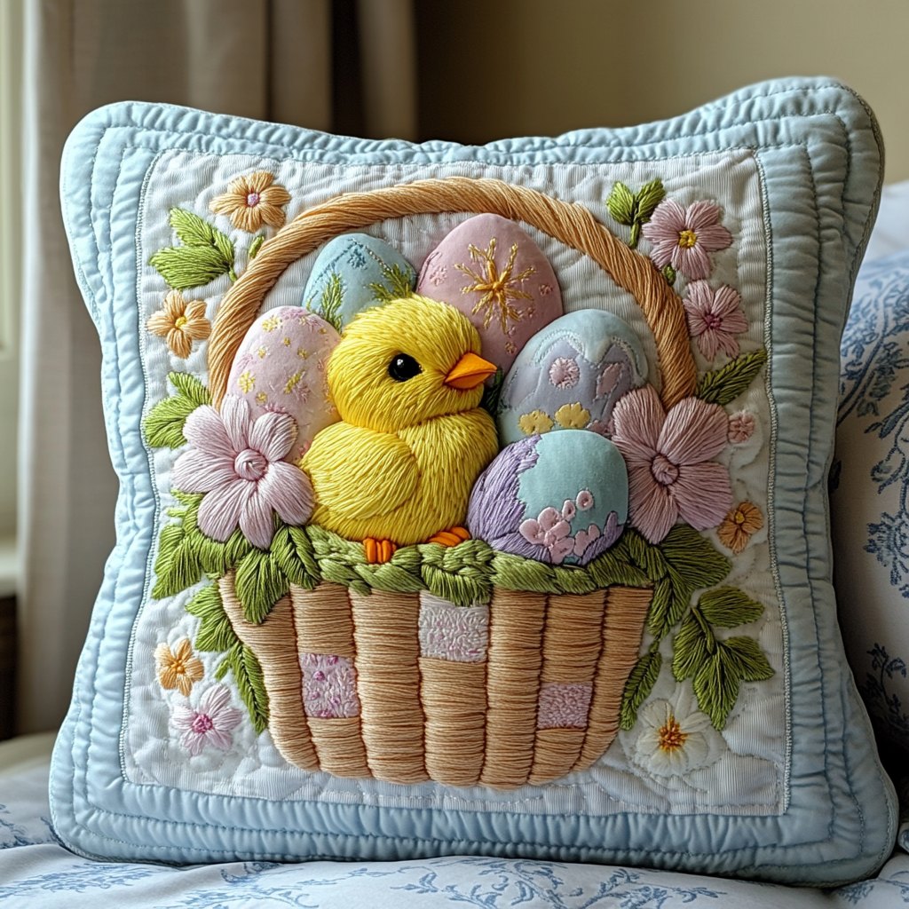 Chick Charm Quilted Cushion Cover printed cushion cover