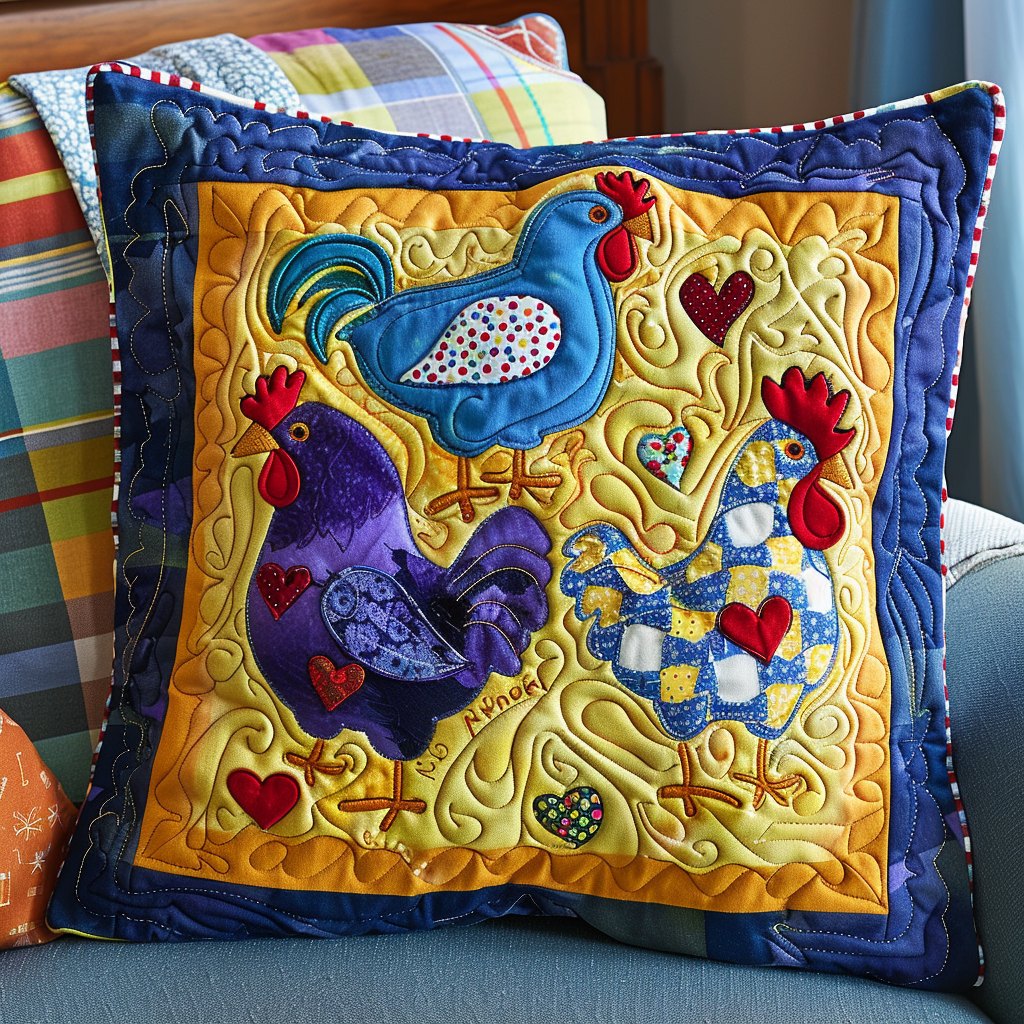 Chick Charm Quilted Cushion Cover printed cushion cover