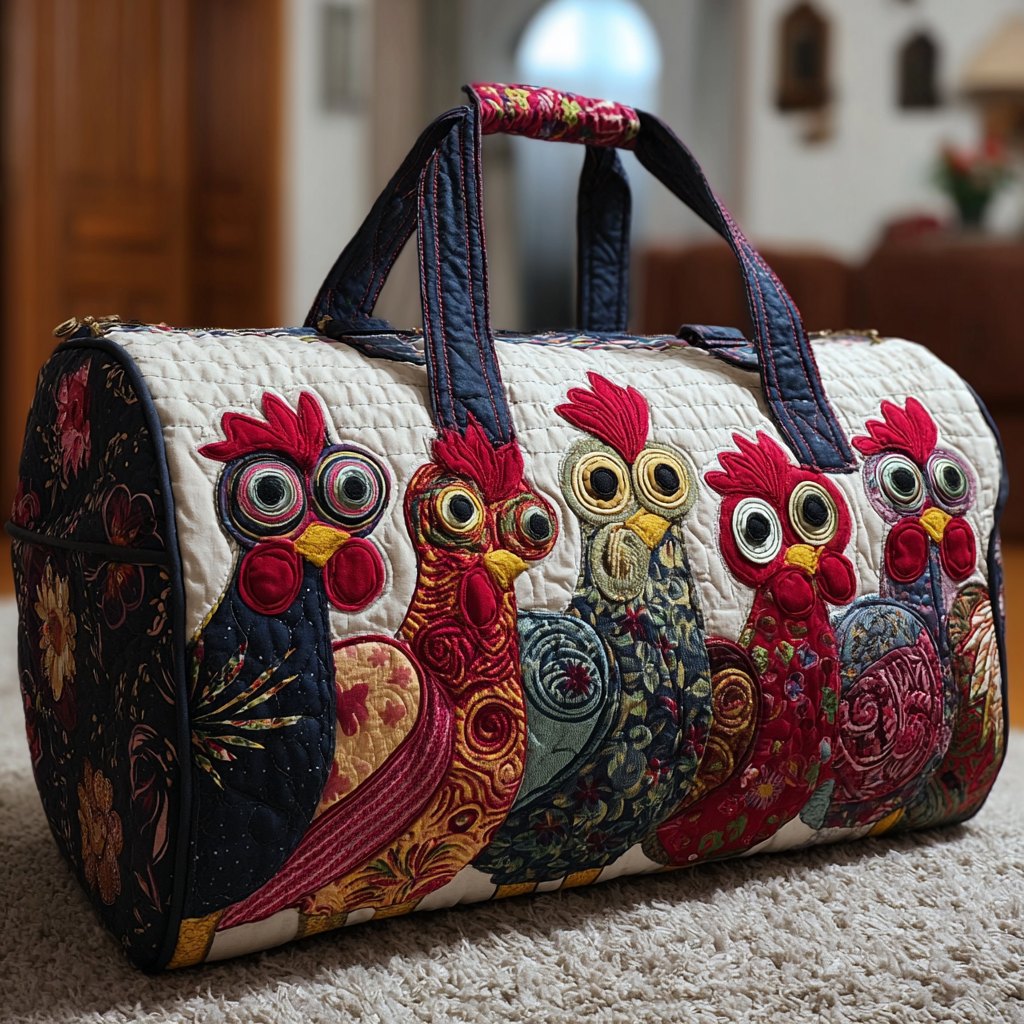 Chicken Spirit Quilted Duffle Bag printed duffle bag