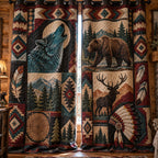 Chief Spirit Howl Quilted Curtains printed door curtain