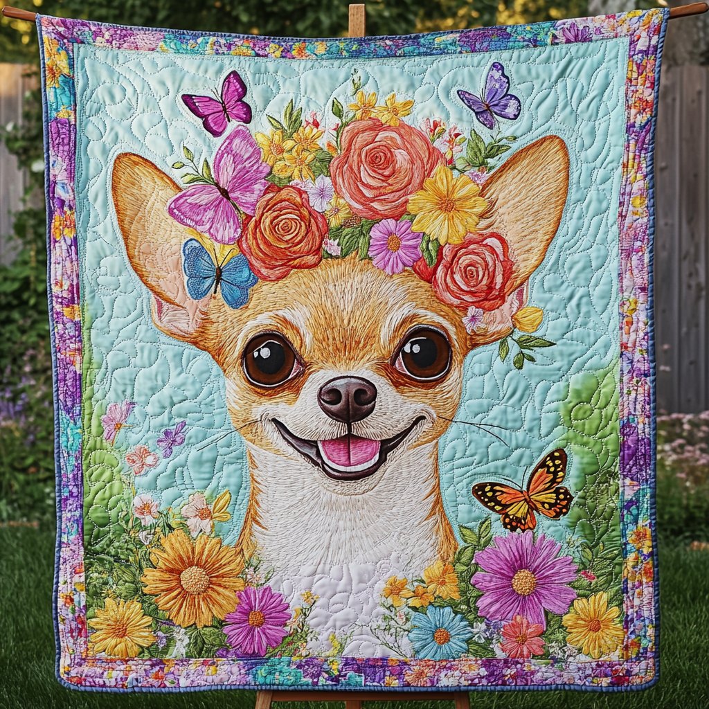 Chihuahua Royale Quilted Blanket printed blanket