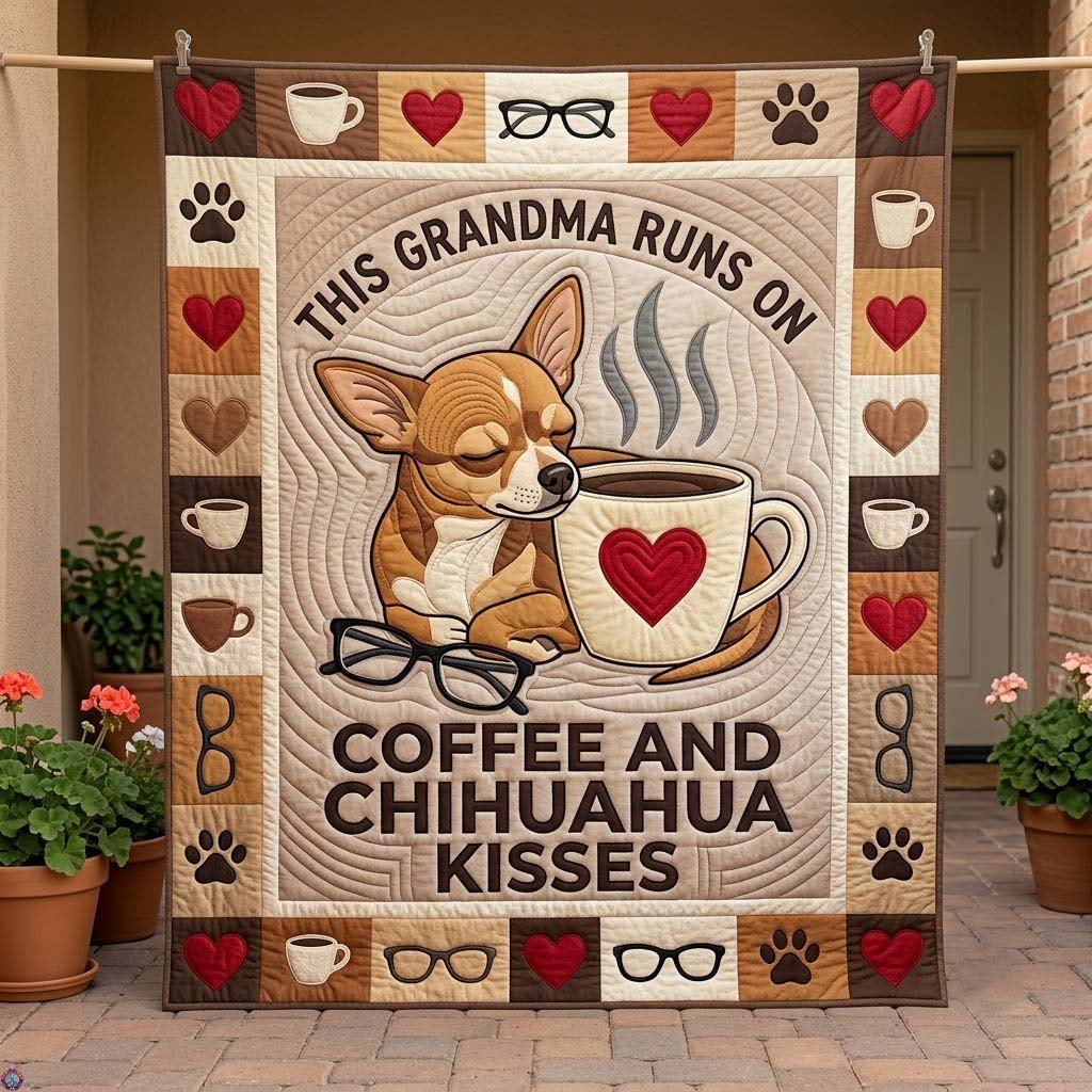 Chihuahua Tiny Paws Quilted Blanket printed blanket
