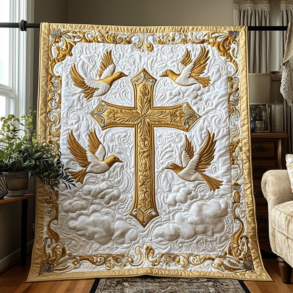 Christian Cross Blessings Quilted Blanket printed blanket