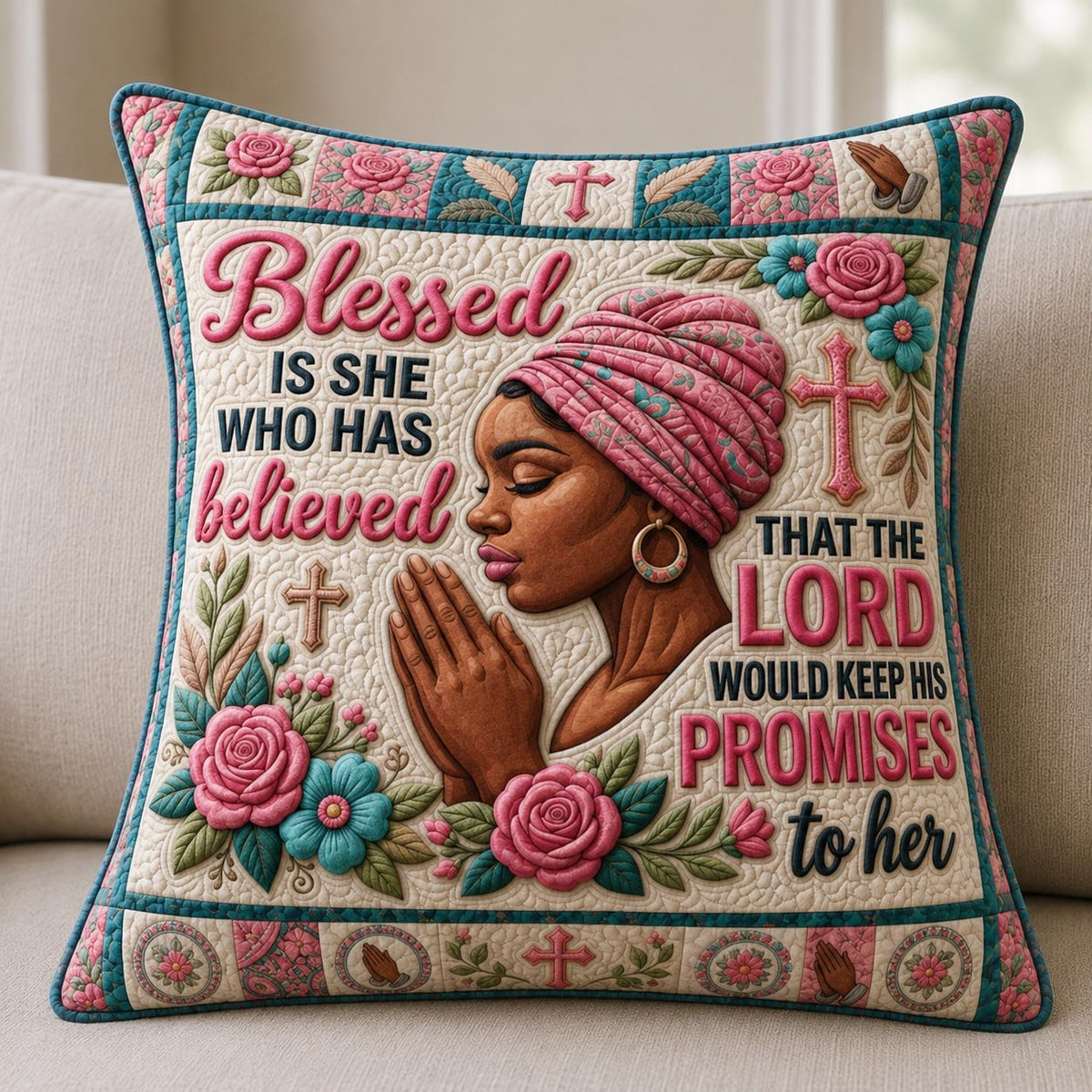 Christian Faith Quilted Cushion Cover printed cushion cover
