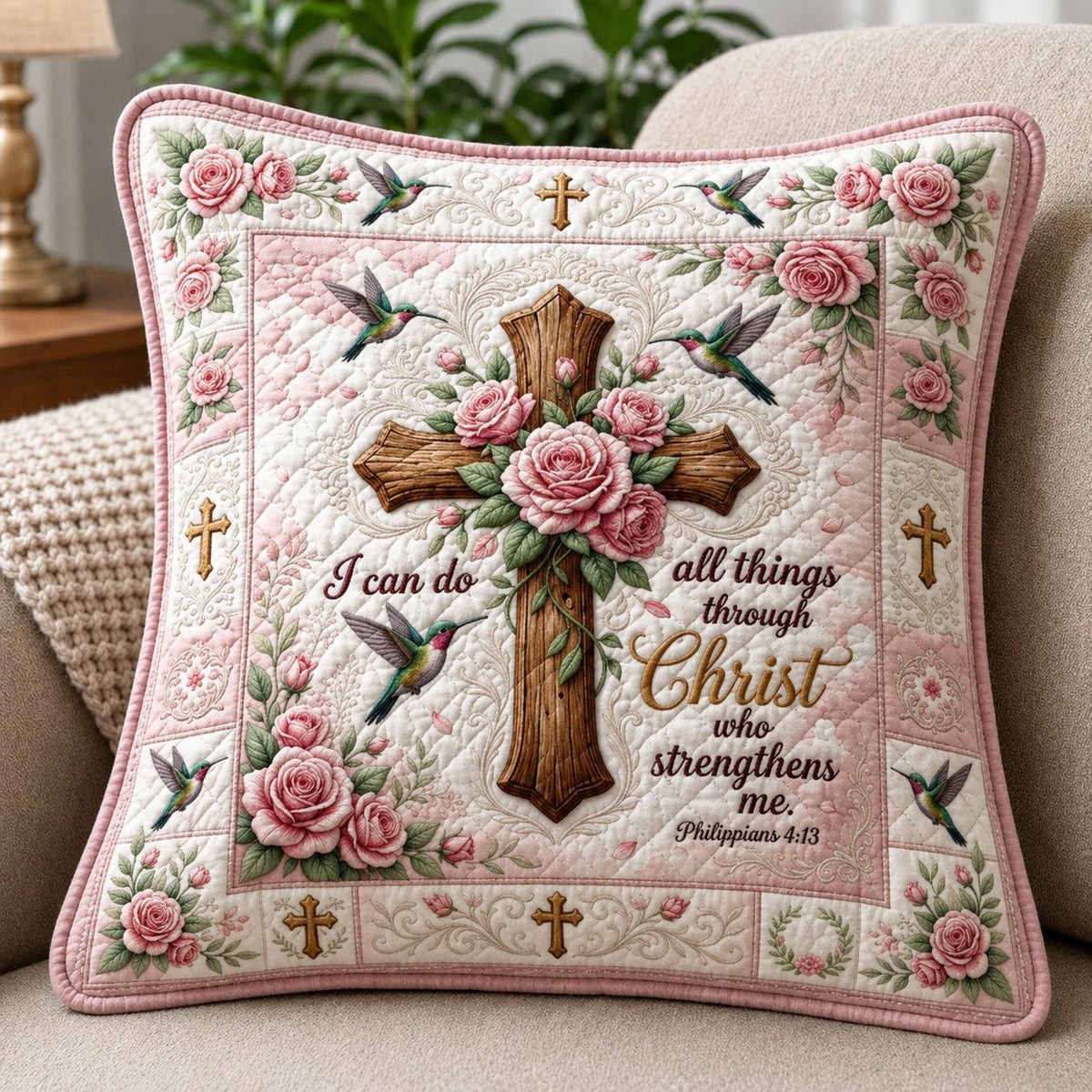Christian Faith Quilted Cushion Cover printed cushion cover