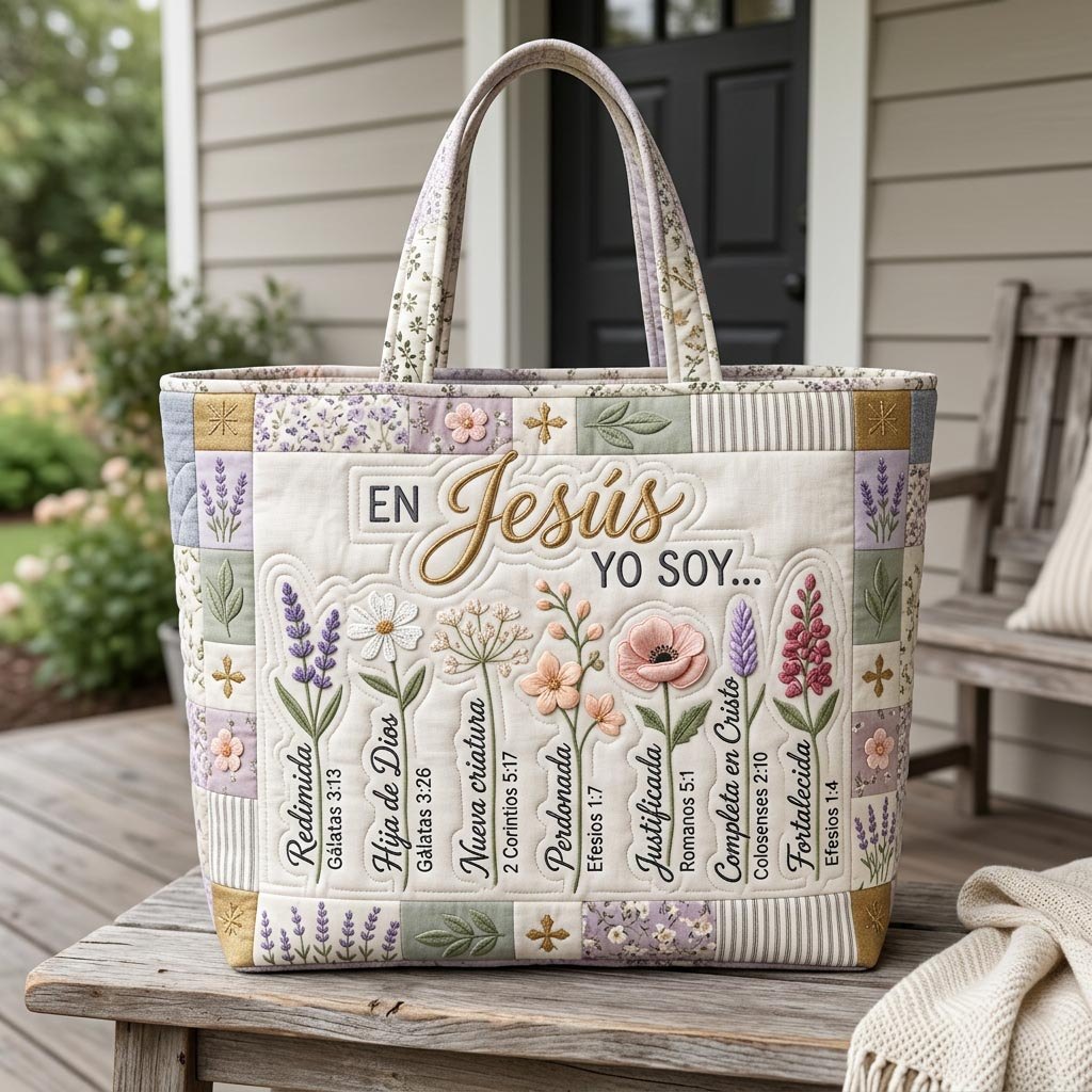 Christian Hispanic Yo Soy Quilted Tote Bag printed quilted tote bag