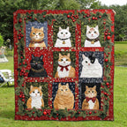 Christmas Cats Quilted Blanket printed blanket