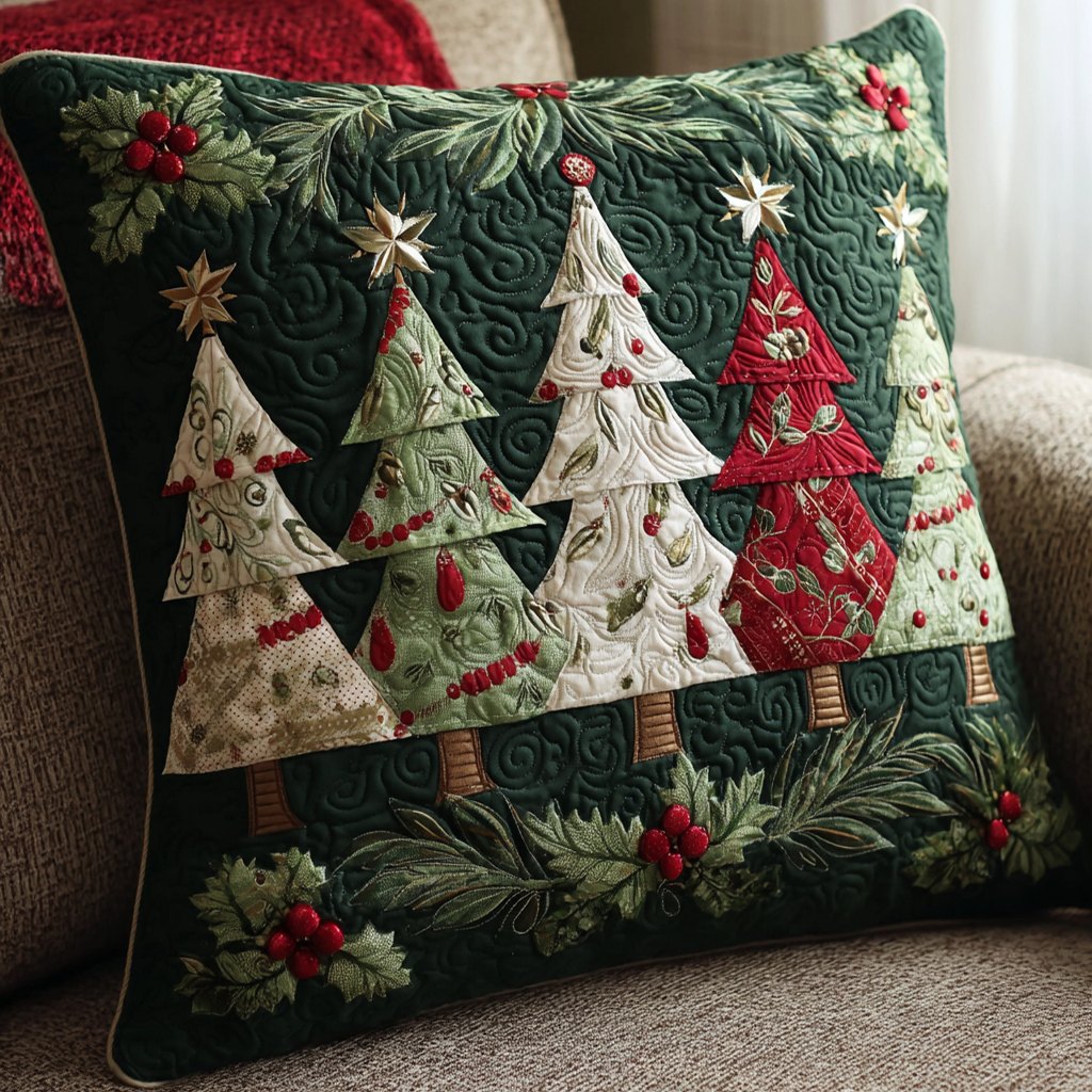 Christmas Forest Quilted Cushion Cover printed cushion cover