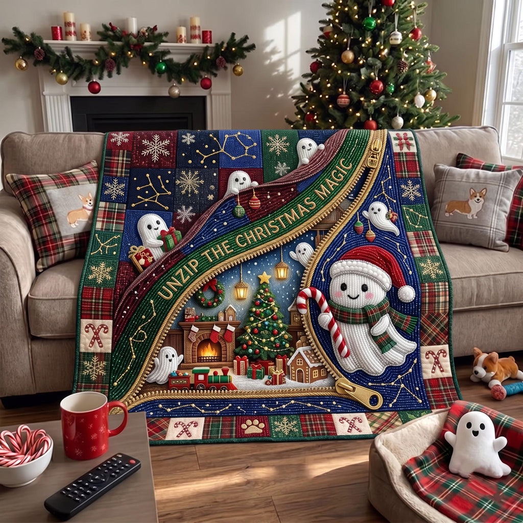 Christmas Ghost Quilted Blanket printed blanket