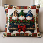 Christmas Gnomes Holiday Quilted Cushion Cover printed cushion cover
