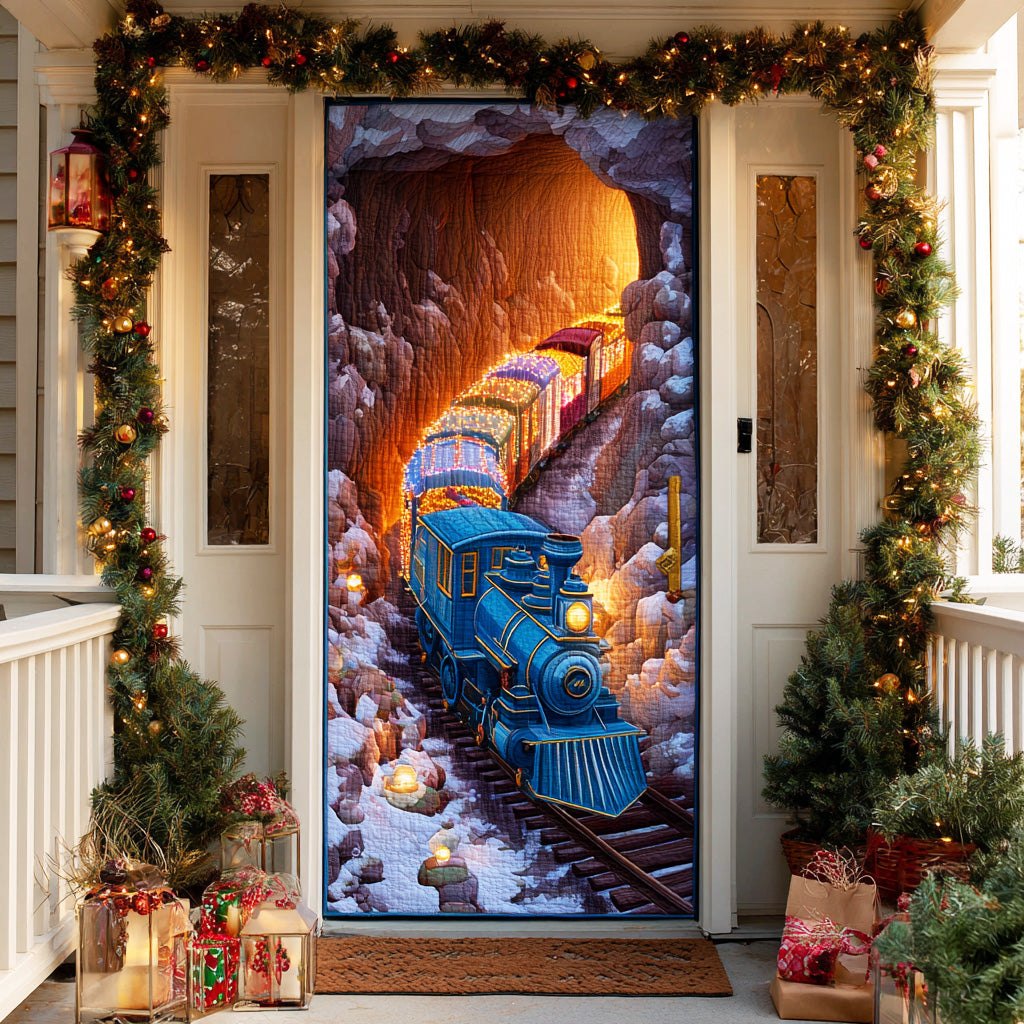 Christmas Railway Night Quilted Door Curtain printed door curtain