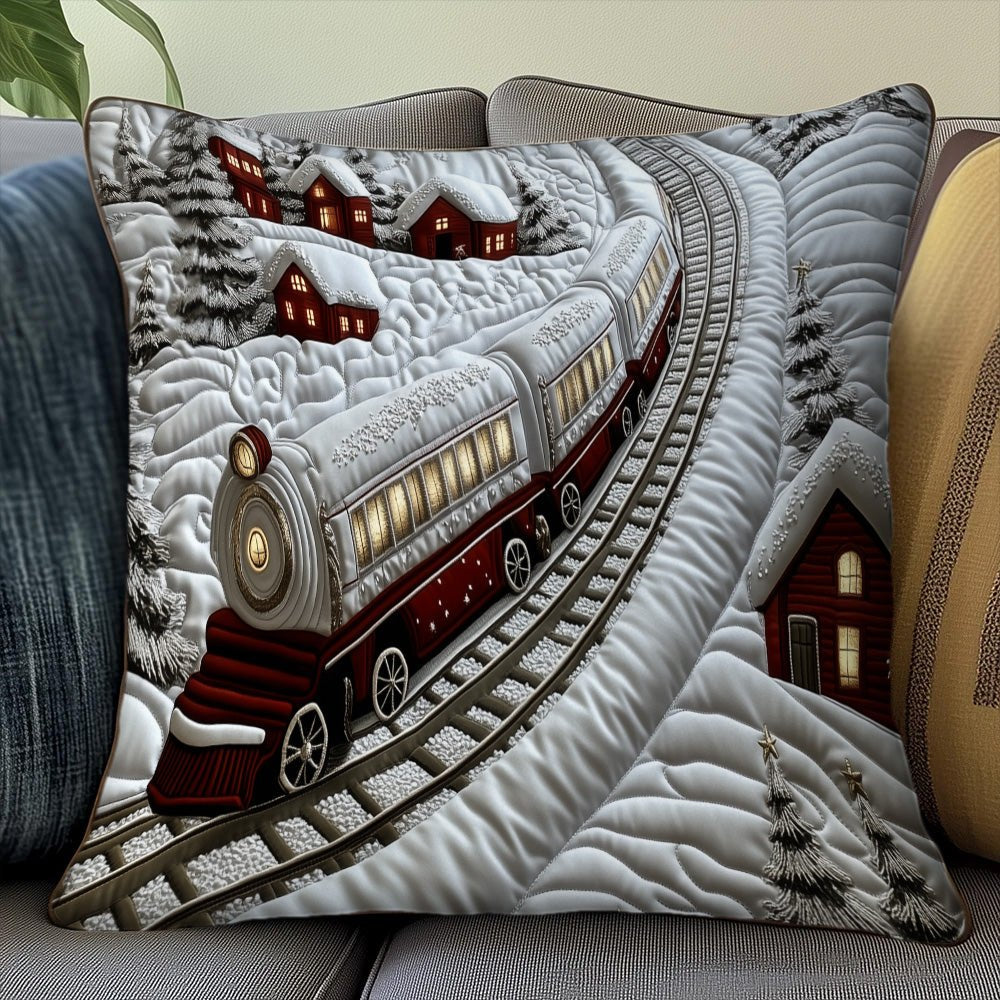 Christmas Railway Quilted Cushion Cover printed cushion cover