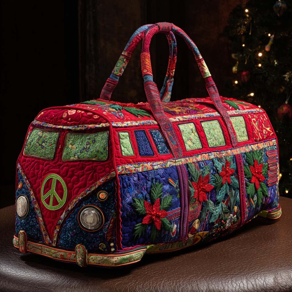Christmas Road Journey Quilted Duffle Bag printed quilted duffle bag