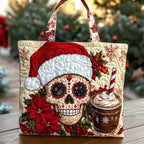 Christmas Sugar Skull Quilted Tote Bag printed tote bag