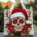 Christmas Sugar Skull Quilted Tote Bag printed tote bag