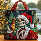 Christmas Sugar Skull Quilted Tote Bag printed tote bag