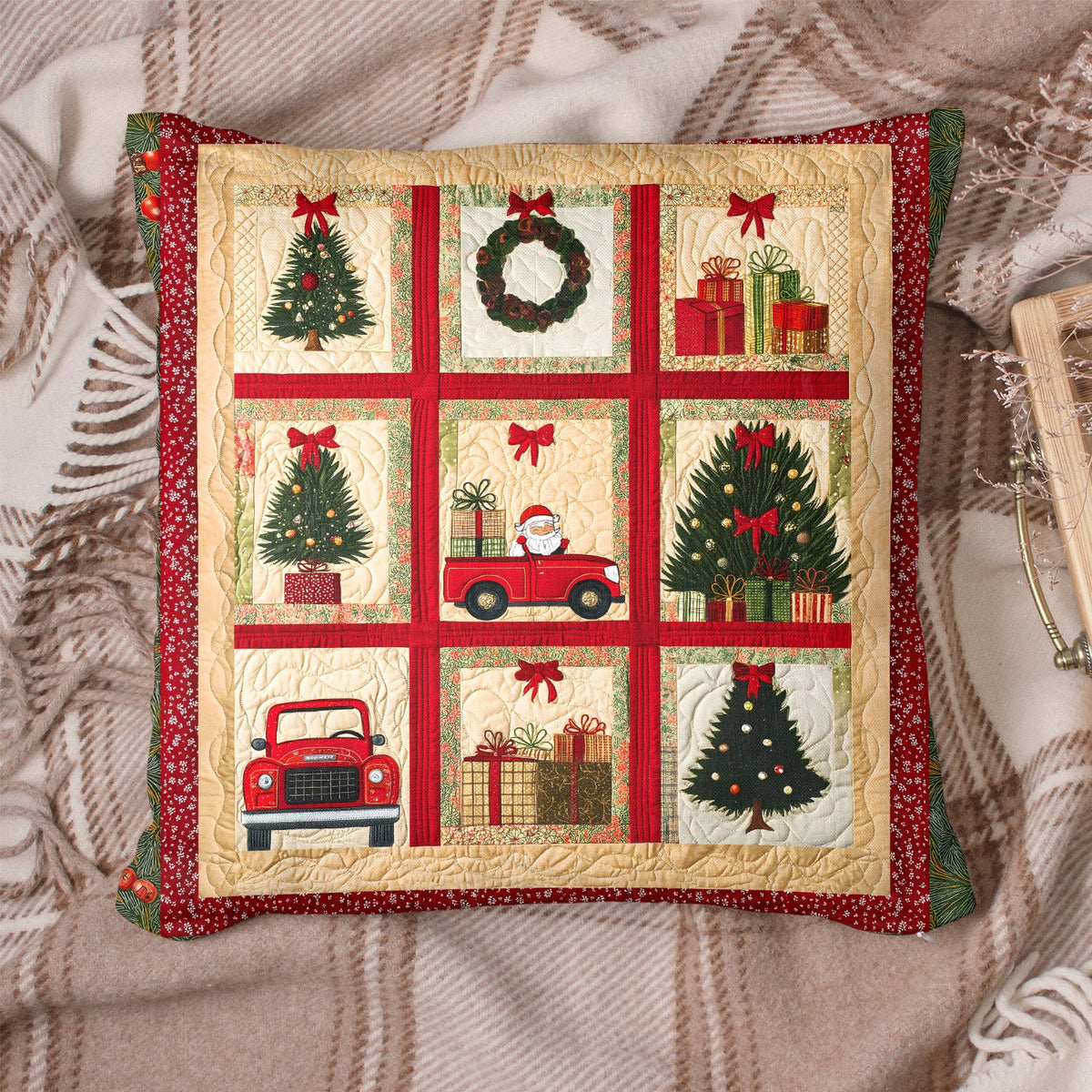 Christmas Toy Dreams Quilted Cushion Cover printed cushion cover